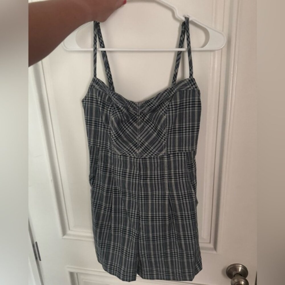 Urban Outfitters Plaid Lace-Up Romper